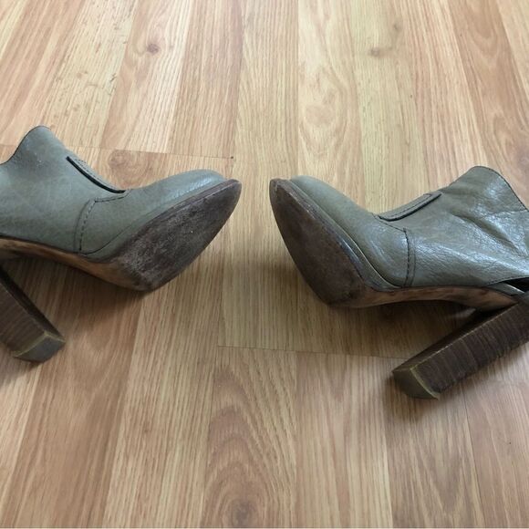 Alexander Wang Green Gray Ankle Boots Booties Heeled Zip Leather EU 38 US 7.5 - Picture 13 of 14